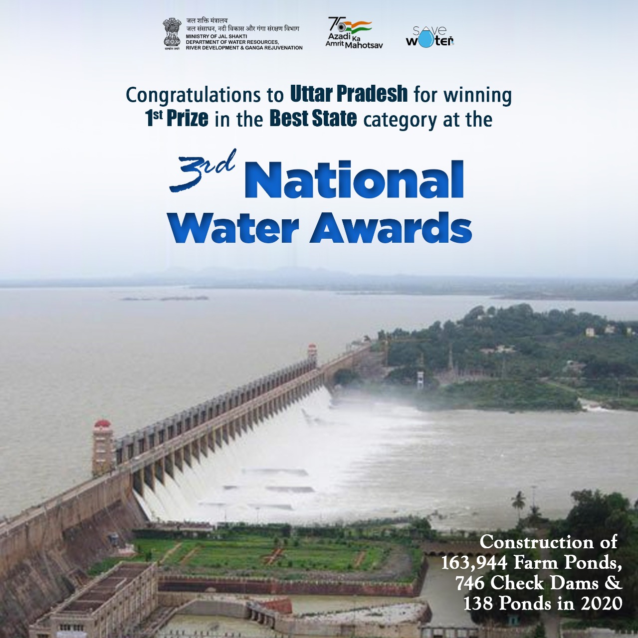National Water Awards : राष्ट्रीय फलक पर फिर चमका UP, जल संरक्षण में बना देश का सर्वश्रेष्ठ राज्य