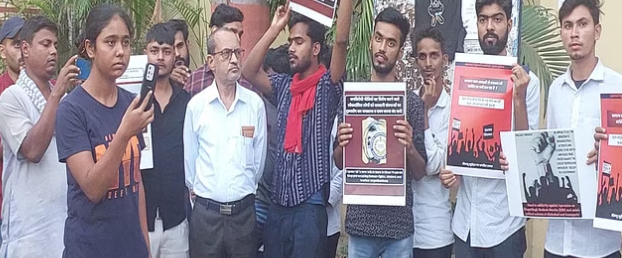 एनआईए की कार्रवाई के खिलाफ भगत सिंह मोर्चा का फूटा गुस्सा, नारेबाजी