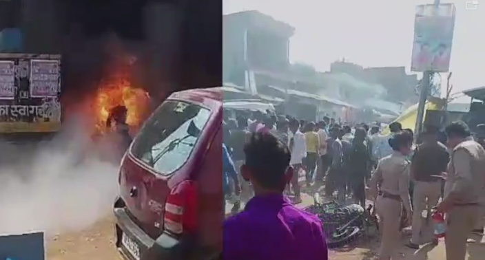 ललितपुर में दो बाइकों में लगी आग, जलकर राख