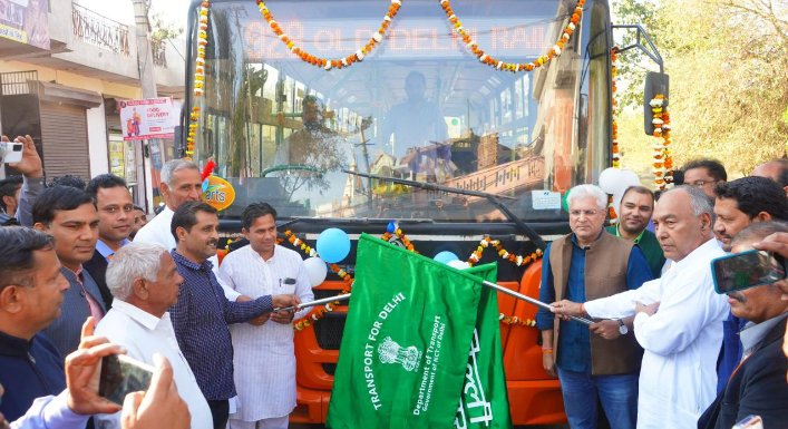 Transport Minister Kailash Gehlot flagged off the bus