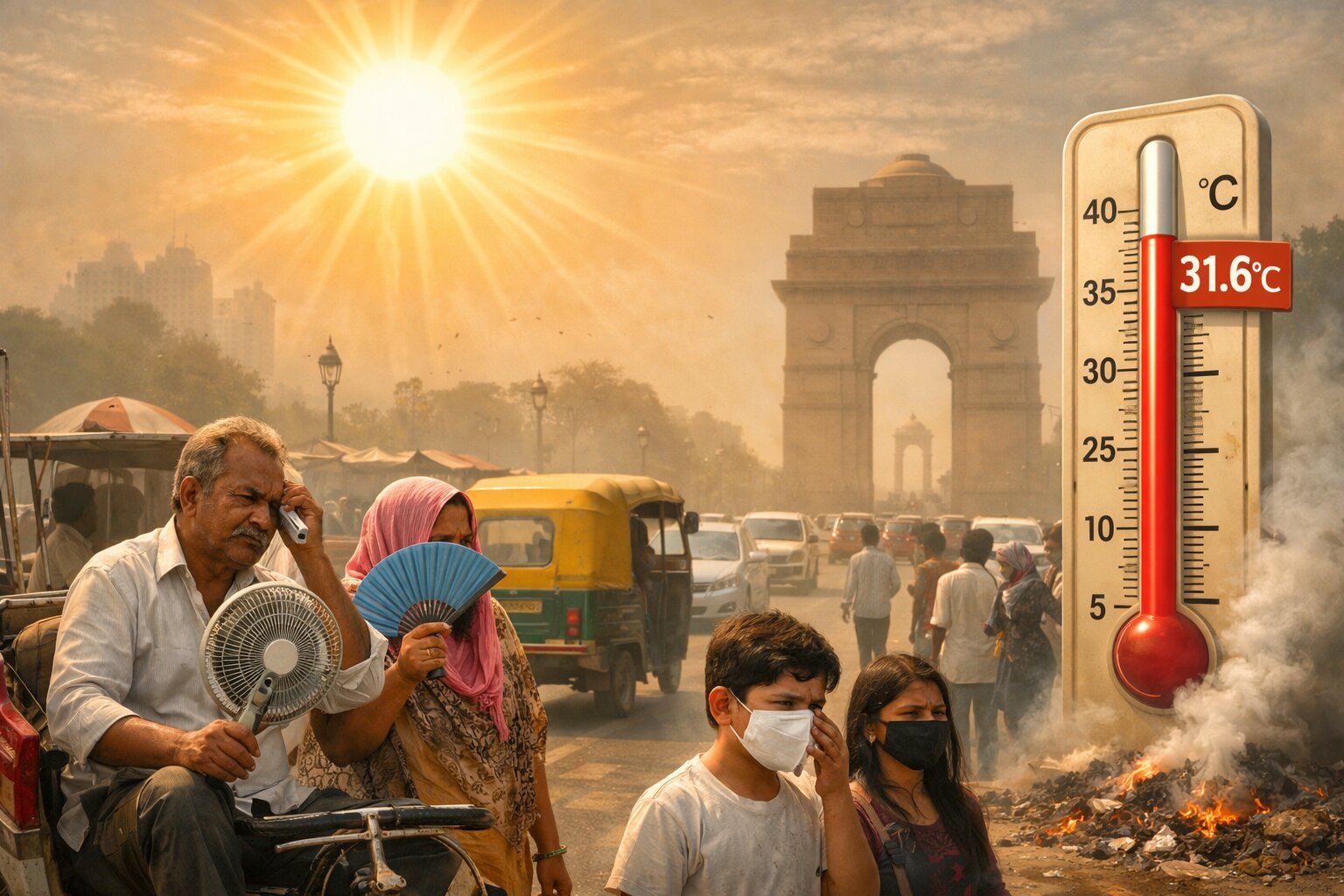 31.6 डिग्री में फरवरी की धूप: दिल्ली में रिकॉर्ड ‘सबसे गर्म दिन’, AQI बनी खराब