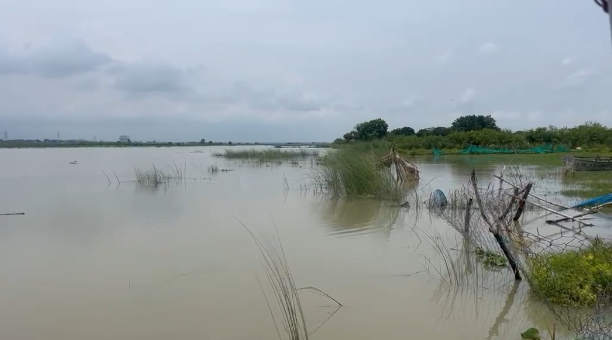 कानपुर में बाढ़ का असर, गांव के किनारे पहुंचा गंगा का पानी, नाव से स्कूल जा रहे बच्चे